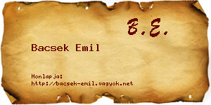 Bacsek Emil névjegykártya